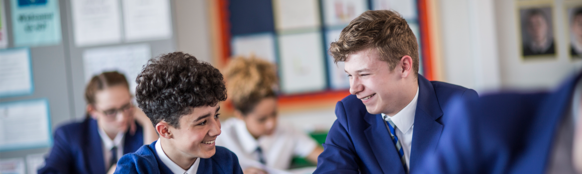 students talking in classroom