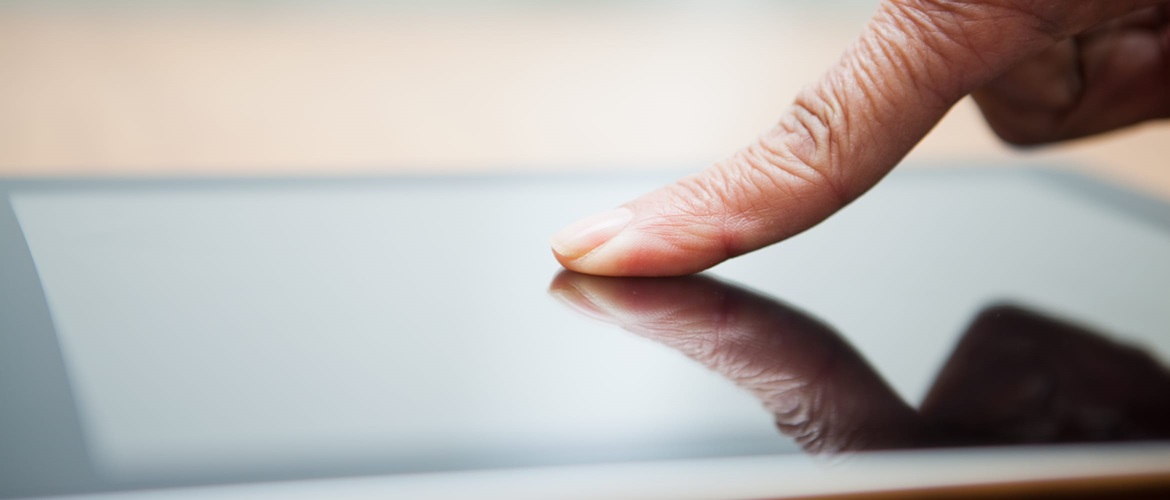 patient using a tablet to access their medical records
