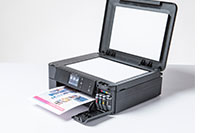 Black inkjet printer with copy/fax lid open - DCP-J772DW